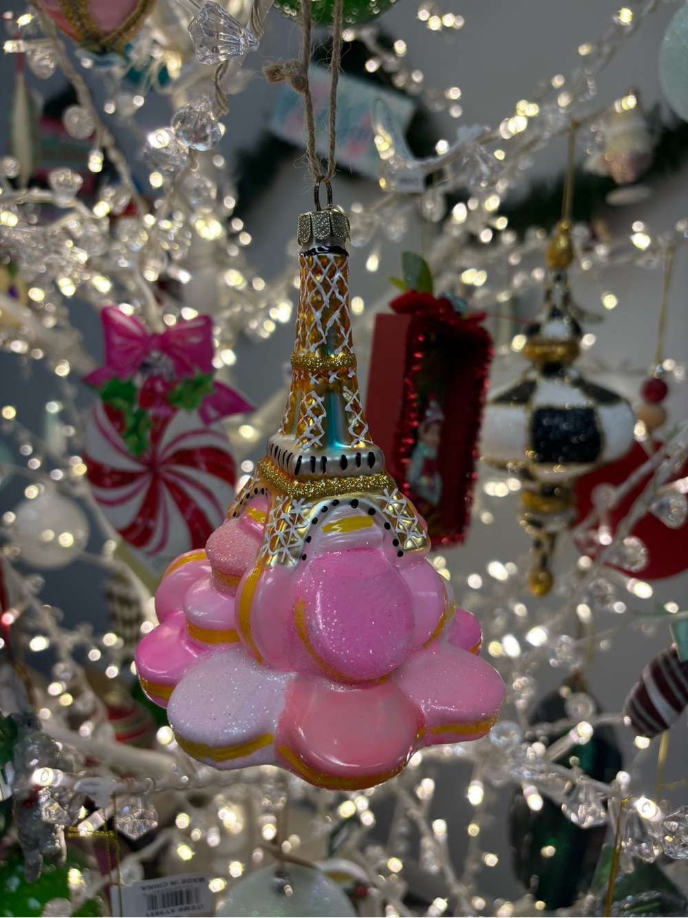 Pink Eiffel Tower Macaron Ornament by Glitterville